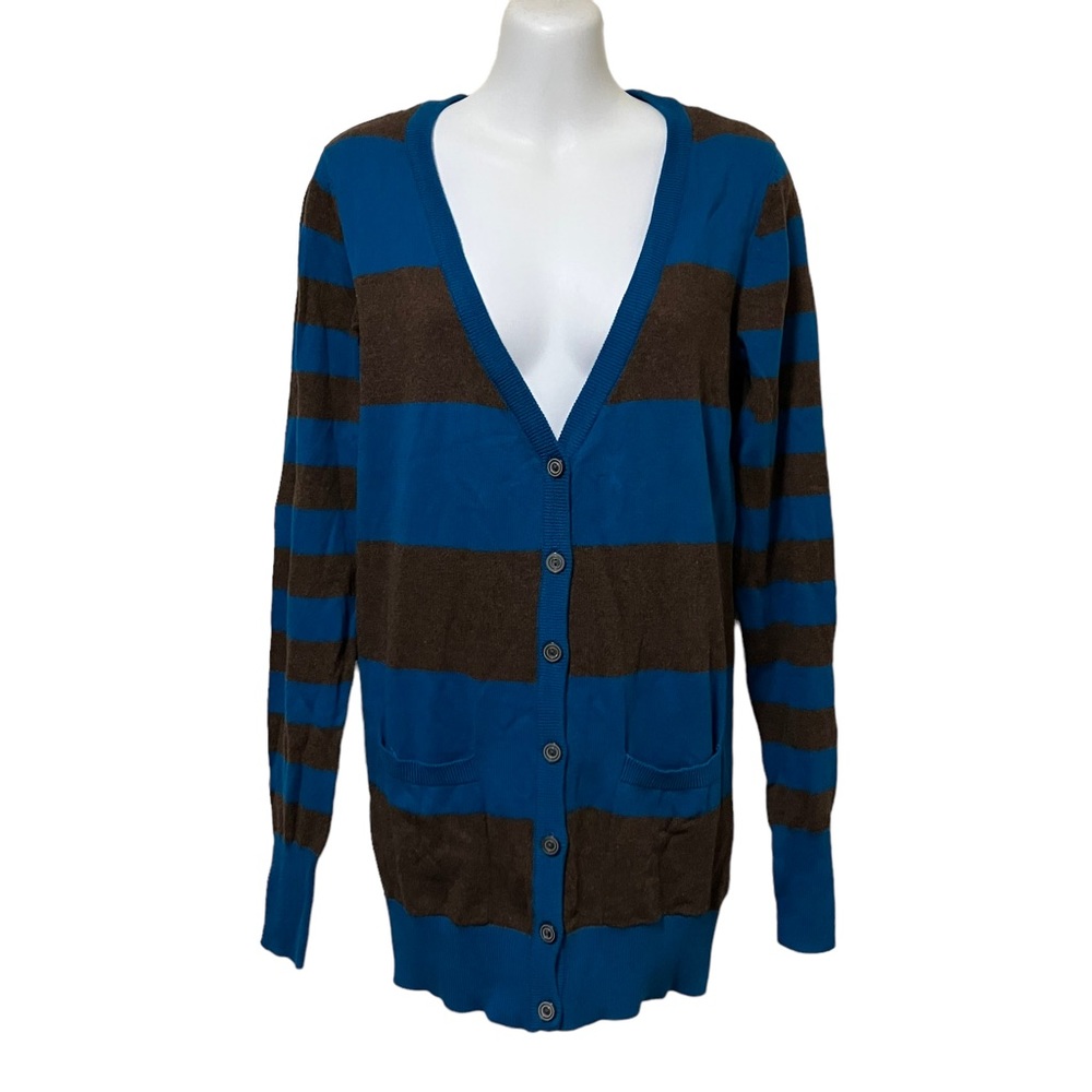 NWT Decree Striped Long Cardigan Sweater With Pockets
